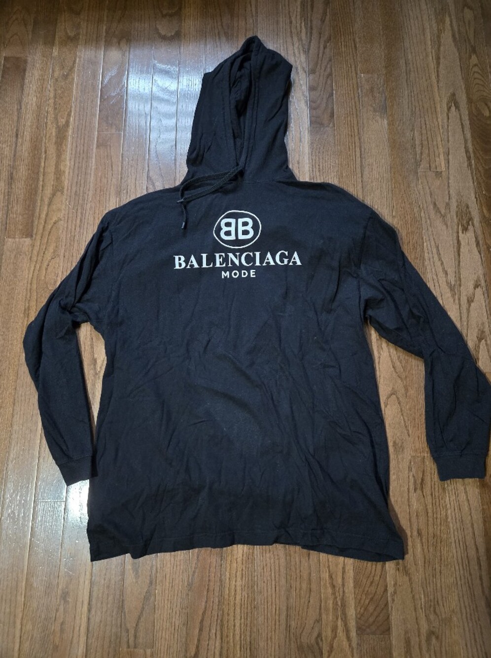 Balenciaga 🍁 Black 'BB' Logo Hooded Long-Sleeve Shirt